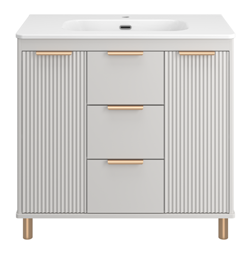 Тумба под раковину Brevita Risacca RIS-06090-0342Я 90х50 напольная цвет серый - фото 2