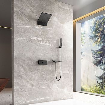 Душевая система Vincea VSFW-2F11TMB встраиваемая в стену цвет черный с термостатом