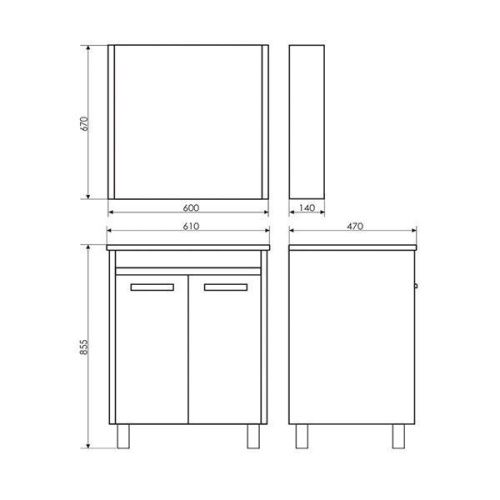 Тумба с раковиной Comforty Тулуза 00-00016586CF 60х50 напольная цвет белый/бежевый - фото 2