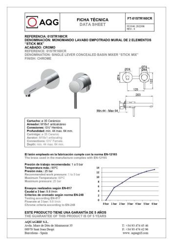 Смеситель для раковины AQG Stick 01STR160CR встраиваемый в стену хром - фото 2