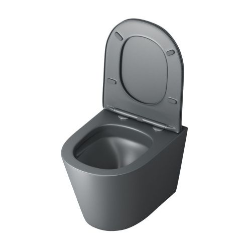 Унитаз подвесной Grossman Торнадо GR-4477GMSQ серый с сиденьем микролифт безободковый смыв торнадо - фото 3