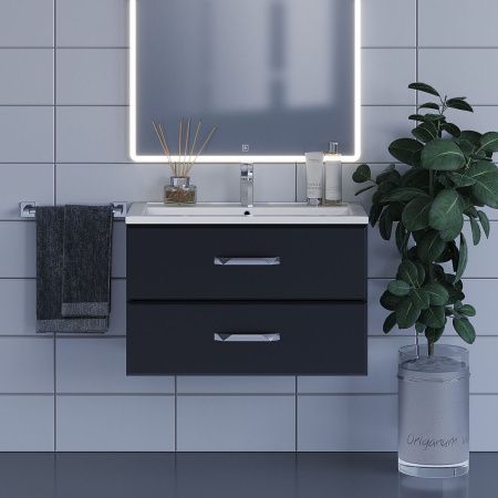 Тумба под раковину Uperwood Foster 291020517 80х50 подвесная цвет черный