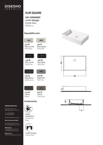 Раковина керамическая Disegno Ceramica Slim SS06038001 60х40 накладная цвет белый - фото 2
