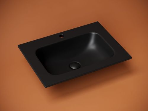 Раковина из сантехнического фарфора Ceramica Nova GRACE CN7011MB 60х50 накладная цвет черный 1 отверстие под смеситель - фото 2