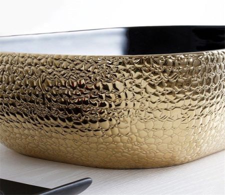 Раковина из сантехнического фаянса CeramaLux D1333H022 50х30 накладная цвет черный без отверстий под смеситель