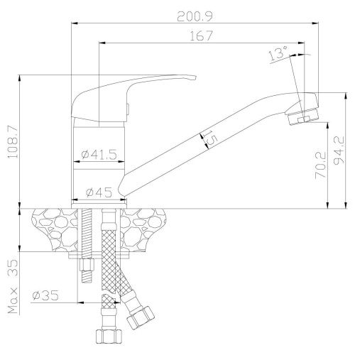 Смеситель для кухни Rossinka Y Y35-22 на мойку хром - фото 2