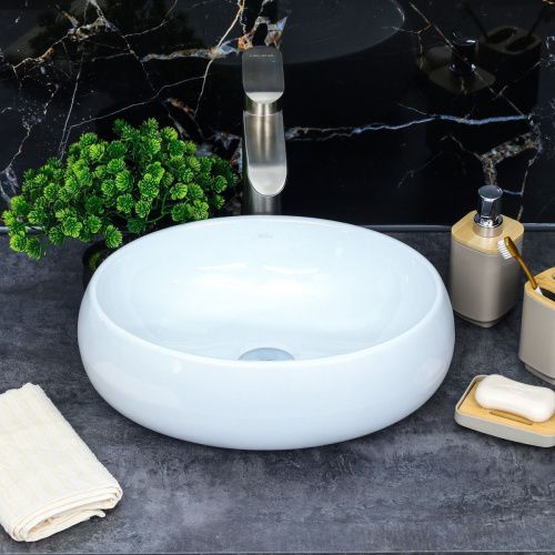 Раковина из сантехнического фарфора Melana 320303-805 40х30 накладная цвет белый без отверстий под смеситель - фото 5