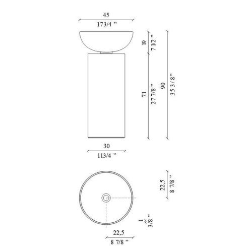 Раковина керамическая Milldue SABA 5830.22-2 50 см напольная цвет черный без отверстий под смеситель - фото 2