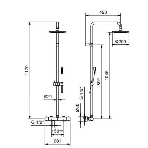 Душевая стойка Fantini Nostromo 86 13 8129 настенная цвет черный - фото 2