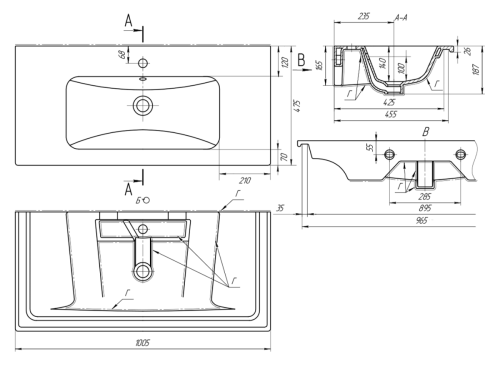 Раковина мебельная керамическая Dreja Euphoria 100 641235 100х50 накладная цвет белый - фото 4