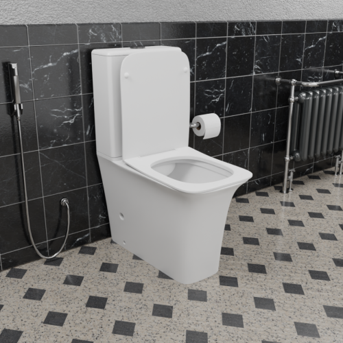 Унитаз напольный с бачком CeramaLux 1222A белый с сиденьем микролифт безободковый каскадный смыв - фото 2