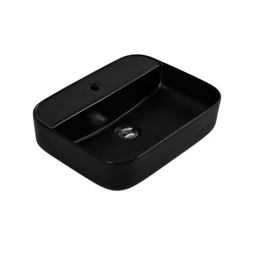 Раковина из сантехнического фарфора Aquatek ВЕГА AQ5506-MB 50х40 накладная цвет черный 1 отверстие под смеситель - фото 3