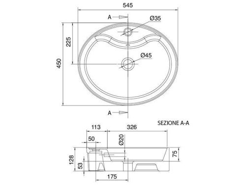 Раковина из сантехнического фаянса Scarabeo Thin-Line 8030/R 50х50 накладная цвет белый - фото 3