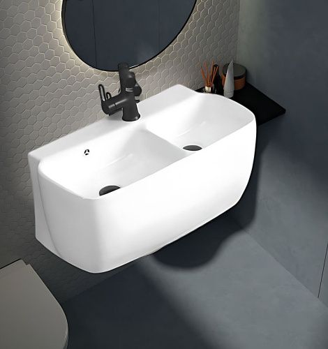 Раковина из сантехнического фарфора Cerutti SPA CT9282 70х40 подвесная цвет белый 1 отверстие под смеситель - фото 2