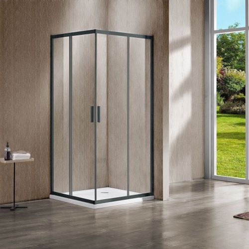 Душевой уголок Vincea Garda VSS-1G100CLGM 100х100 стекло прозрачное профиль вороненая сталь без поддона