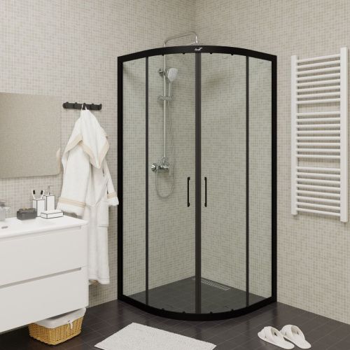 Душевой уголок Cerutti SPA VIVA90B N 90х90 стекло прозрачное профиль черный без поддона - фото 4