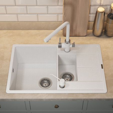 Кухонная мойка Uperwood Quartz Premium UPD-05 3910202116 80х50 цвет белый поверхность матовая