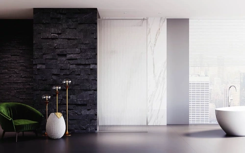 Душевая перегородка Veconi Korato KR81F-90-08-C4 90х200 стекло рифленое профиль хром