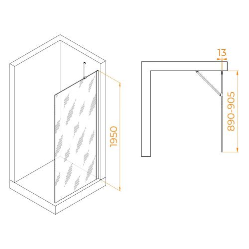 Душевая перегородка RGW Walk In 351011009-31 90х195 стекло тонированное профиль хром - фото 3