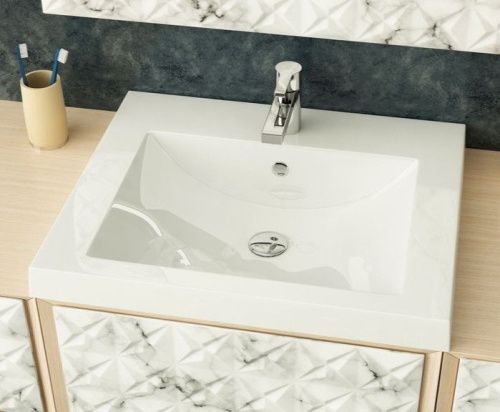 Раковина из искусственного камня Uperwood Eva 4548340003 70х50 полувстраиваемая цвет белый - фото 3