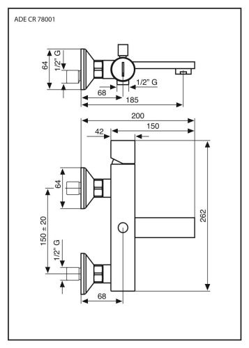 Смеситель для ванны Emmevi Ade 78001/CR настенный хром - фото 2