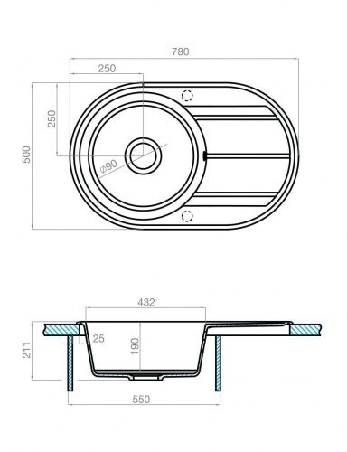 Кухонная мойка Aquaton Амира 1A712932AI250 80х50 цвет серый поверхность матовая - фото 3