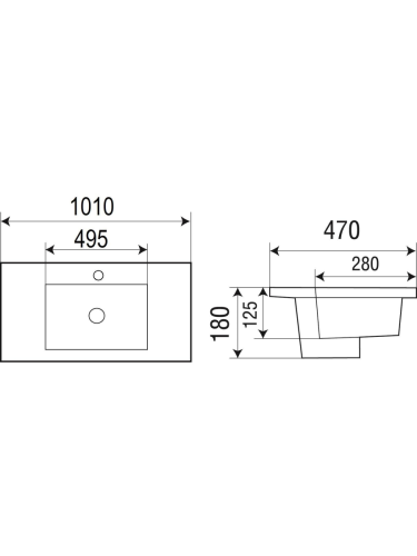 Раковина из сантехнического фаянса WeltWasser WW SK 10000003904 100х50 подвесная цвет белый 1 отверстие под смеситель - фото 3
