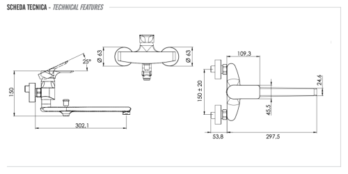 Смеситель для ванны Remer Infinity i46 настенный хром - фото 2
