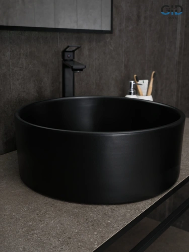 Раковина керамическая Gid Esfera 53368 40х40 накладная цвет черный без отверстий под смеситель - фото 2