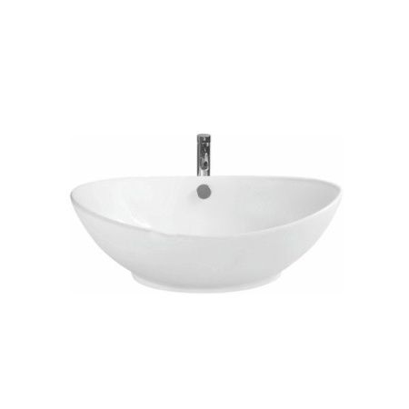 Раковина из сантехнического фаянса CeramaLux 9019 60х40 накладная цвет белый без отверстий под смеситель