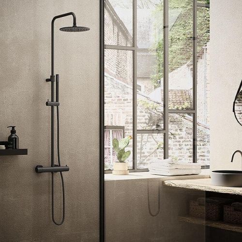 Душевая стойка Paffoni Birillo ZCOL638LIQNO настенная цвет черный с термостатом - фото 2