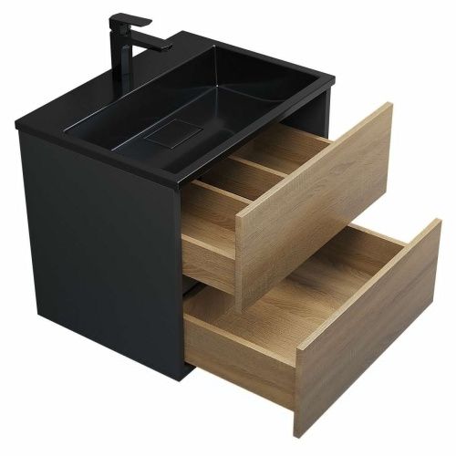 Раковина из искусственного камня Uperwood Barsa 3939193461 60х50 полувстраиваемая цвет черный - фото 4