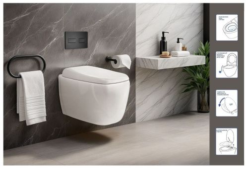 Унитаз подвесной Cerutti SPA CT10613 белый с сиденьем микролифт безободковый смыв торнадо