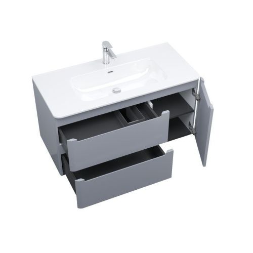 Тумба с раковиной Iddis Edifice EDI10L0i95K 100х50 подвесная цвет серый - фото 3