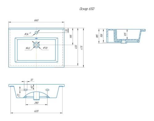 Раковина Onika Оскар 4640021062203 70х50 накладная цвет белый - фото 2