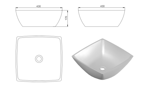 Раковина из искусственного камня Holbi JUPITER 2.02.007.44.4 40х40 накладная цвет серый - фото 4