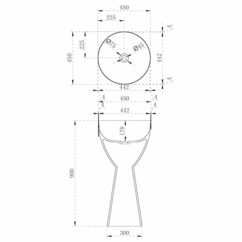Раковина из полиэфирной смолы Abber KRISTALL AT2703Onyx-Black 50х50 напольная цвет черный без отверстий под смеситель - фото 5