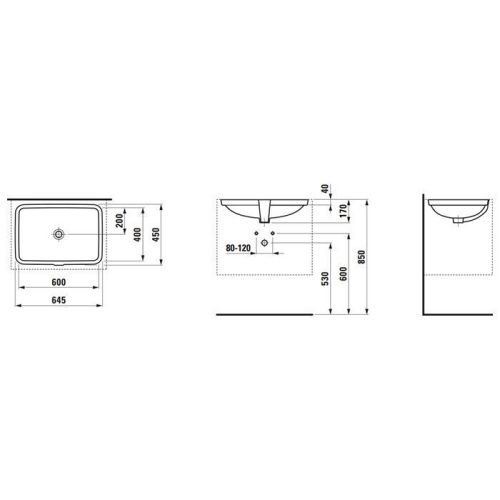 Раковина керамическая Laufen Pro 8.1196.5.000.109.1 60 см встраиваемая цвет белый без отверстий под смеситель - фото 2