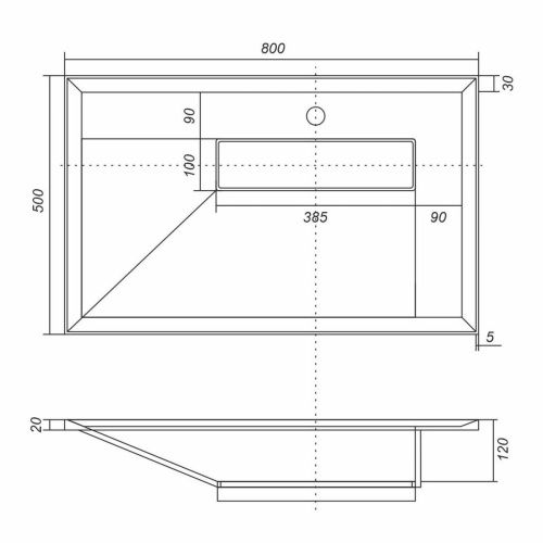 Раковина из искусственного камня Uperwood Lotus Quartz 29192032 80х50 полувстраиваемая цвет черный - фото 2