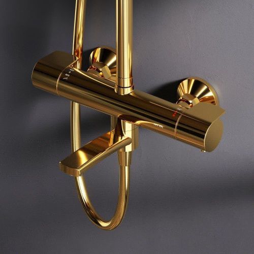 Душевая стойка Am.Pm X-Joy F0785A599 настенная цвет золото с термостатом - фото 4