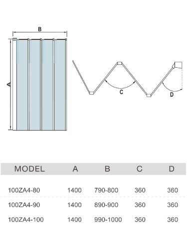 Душевая шторка на ванну WeltWasser WW100 10000002760 100х140 стекло прозрачное профиль хром ориентация универсальная - фото 2