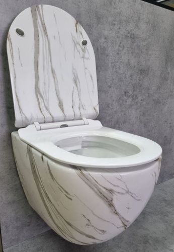 Унитаз подвесной CeramaLux 2213-K белый с сиденьем микролифт каскадный смыв - фото 3