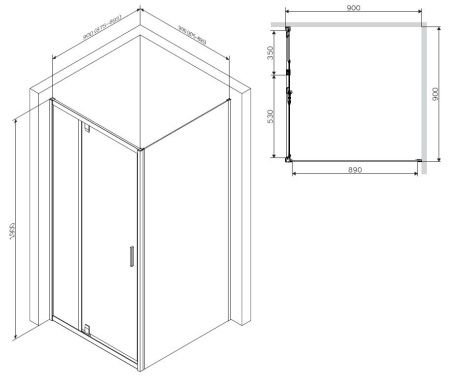Душевой уголок Am.Pm Gem W90G-404-090MT 90х90 стекло прозрачное профиль хром без поддона