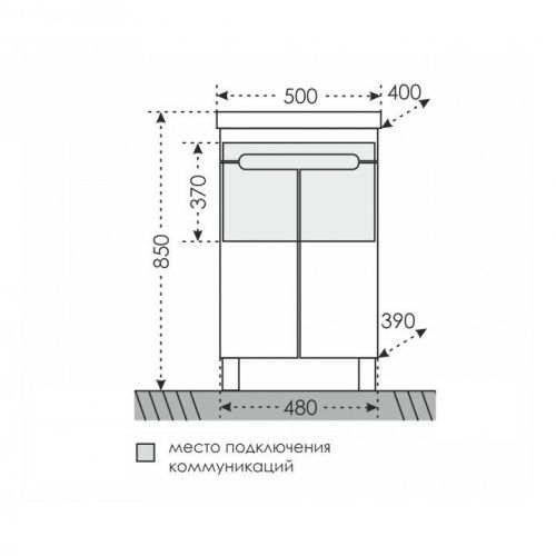 Тумба под раковину СанТа Лондон 224014 50х40 напольная цвет белый - фото 2