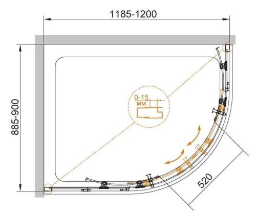 Душевой уголок Cezares ECO ECO-O-RH-2-120/90-C-Cr 120х90 стекло прозрачное профиль хром без поддона - фото 4
