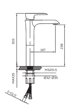 Смеситель для раковины AltroBagno Costanza AltroBagnoCostanza010218Cr на столешницу хром