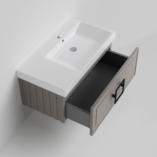 Тумба с раковиной La Fenice CUBO NFNC-01-CUB-C-90-3-90R 90х50 подвесная цвет бежевый - фото 2