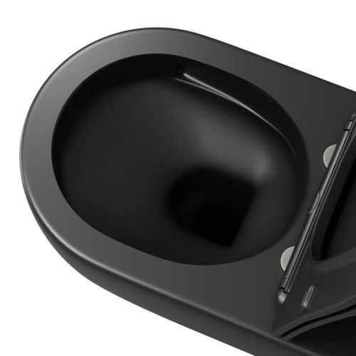 Унитаз подвесной Grossman Торнадо GR-4457BMSQ черный с сиденьем микролифт безободковый смыв торнадо - фото 4