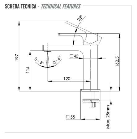 Смеситель Remer Absolute AU12NO на раковину черный