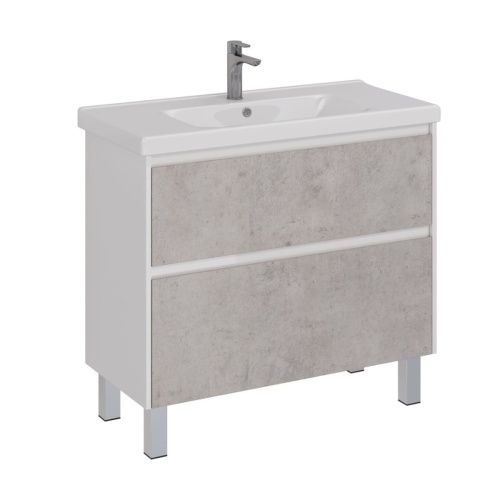Тумба под раковину LeMark Combi LM03C100T-Beton 100х40 напольная цвет серый/белый - фото 5
